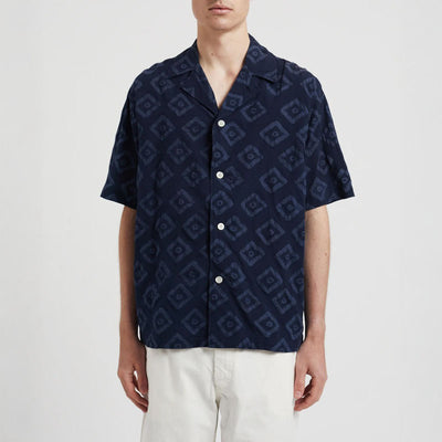 NORSE PROJECTS Mads Batik S/S Shirt in Navy