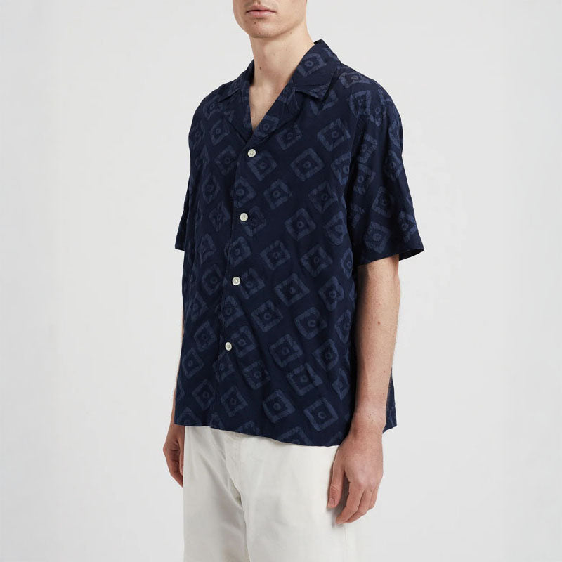 NORSE PROJECTS Mads Batik S/S Shirt in Navy