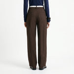 ARTLOVE Oraura High Waisted Wide Leg Trousers in Brown