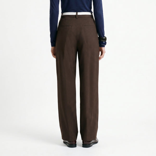 ARTLOVE Oraura High Waisted Wide Leg Trousers in Brown