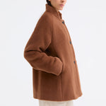 ROSSO35 Alpaca Wool Short Coat in Chestnut