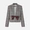 BAUM UND PFERDGARTEN Benni Cropped Wool Blazer in Grey Mini Check