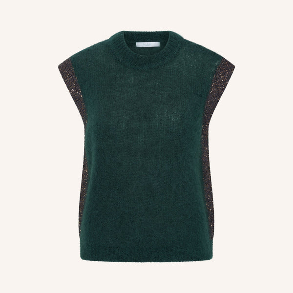 BY-BAR Noby Coco Spencer Knitted Vest in Dark Green