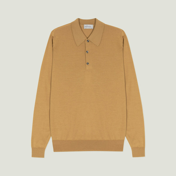 JOHN SMEDLEY Caverhill Extra Fine Merino Wool Polo Shirt in Yellow Lustre