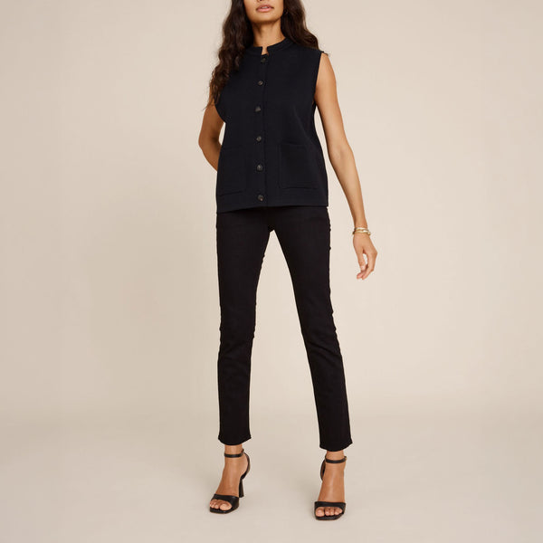 SIBINLINNEBJERG Nellie Merino Blend Vest in Navy