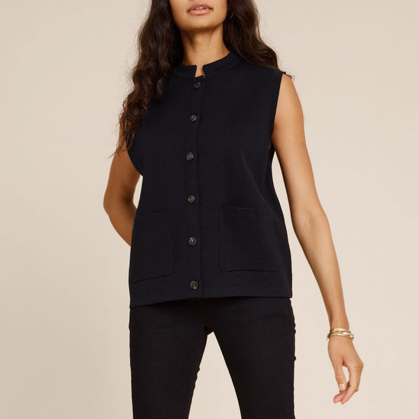 SIBINLINNEBJERG Nellie Merino Blend Vest in Navy
