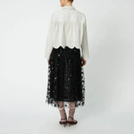 STELLA NOVA Cropped Blouse with Embroidery Anglaise in White