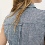 BEATRIZ FUREST Romeo Fine Stripe Shirt 49R160 in Denim Blue
