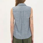 BEATRIZ FUREST Romeo Fine Stripe Shirt 49R160 in Denim Blue