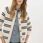 BEATRIZ FUREST Romeo Fine Stripe Shirt 49R160 in Denim Blue