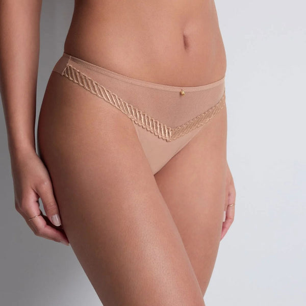 AUBADE Sheer Emotion Tanga in Sand