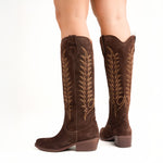 PENELOPE CHILVERS Blanca Suede Embroidered Boot in Bitter Chocolate