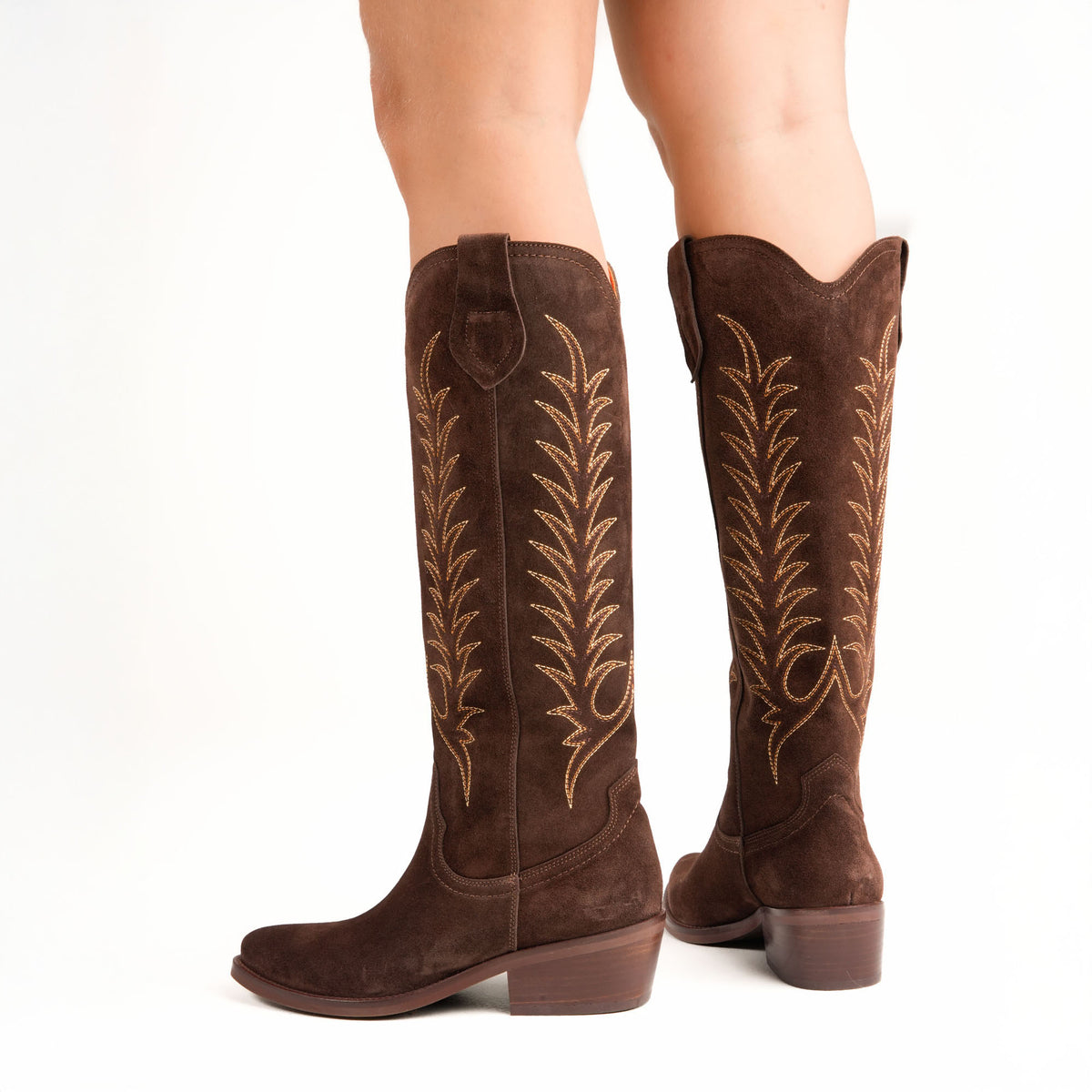 PENELOPE CHILVERS Blanca Suede Embroidered Boot in Bitter Chocolate