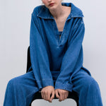 THE NEW SOCIETY TNS Tencel Trousers in Mid Denim