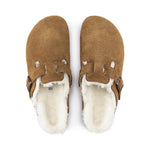 BIRKENSTOCK Boston Shearling Suede Leather Mules in Mink