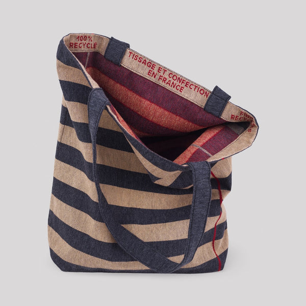 LES PENSIONNAIRES Striped Recycled Tote in Grey/Beige