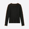 VILAGALLO Frill Rib Jumper in Brown/Black
