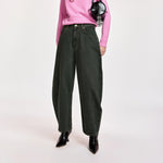 ESSENTIEL ANTWERP Kokos Colour Denim Barrel Leg Jeans in Dusty Green
