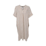 BLACK COLOUR BCMelina Long Linen Dress in Camel Stripe