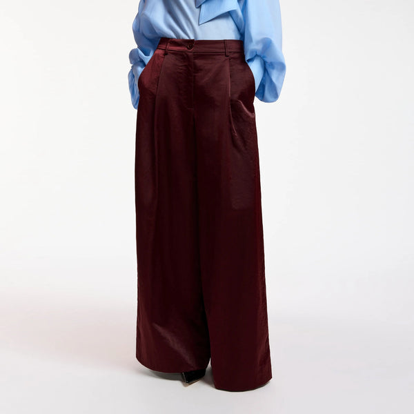 ESSENTIEL ANTWERP Karmen Wide Leg Trousers in Wine
