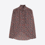 VILAGALLO Ikat and Ladybird Print Shirt in Brown/Black