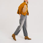 TINSELS Usk Higge Embroidered Shirt in Curry