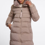 RINO & PELLE Hudson Padded Coat with Detachable Collar in Mocha Latte