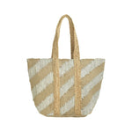 BLE RESORTWEAR Metallic Stripe Beach Bag in Natural