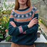 QUINTON & CHADWICK Fairisle Yoke Jumper in Teal