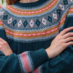 QUINTON & CHADWICK Fairisle Yoke Jumper in Teal