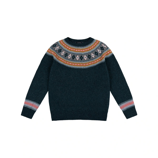 QUINTON & CHADWICK Fairisle Yoke Jumper in Teal