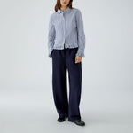 OUI Stripe Frill Cuff and Hem Shirt in White/Blue