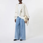 WEEKEND MAX MARA WKDBoero Short Water-repellent Canvas Trench Coat in Ivory