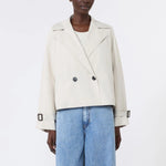 WEEKEND MAX MARA WKDBoero Short Water-repellent Canvas Trench Coat in Ivory