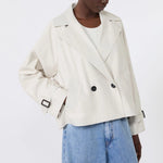 WEEKEND MAX MARA WKDBoero Short Water-repellent Canvas Trench Coat in Ivory