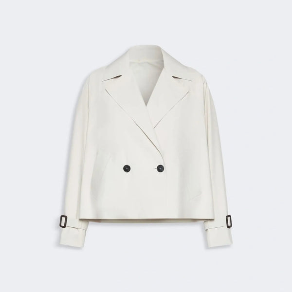WEEKEND MAX MARA WKDBoero Short Water-repellent Canvas Trench Coat in Ivory