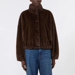 WEEKEND MAX MARA WKDAnemone Fluffy Textured Boxy Short Jacket in Brown
