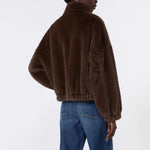 WEEKEND MAX MARA WKDAnemone Fluffy Textured Boxy Short Jacket in Brown