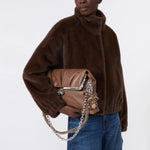 WEEKEND MAX MARA WKDAnemone Fluffy Textured Boxy Short Jacket in Brown