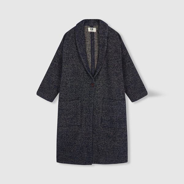BEATRIZ FUREST Smoking Coat in Navy/Beige