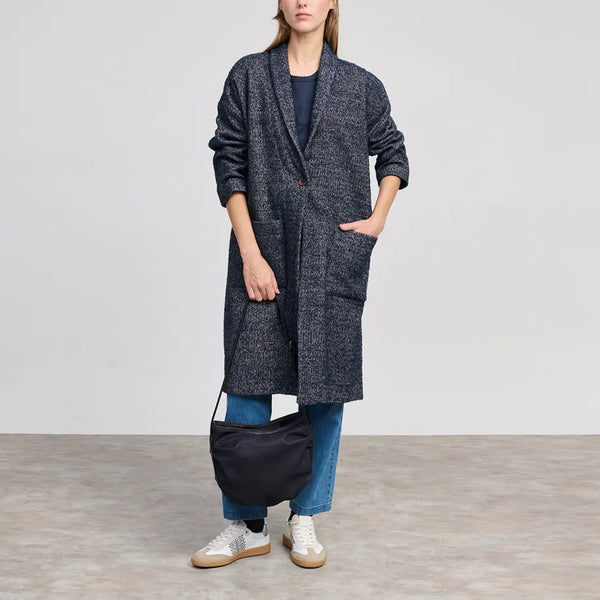 BEATRIZ FUREST Smoking Coat in Navy/Beige