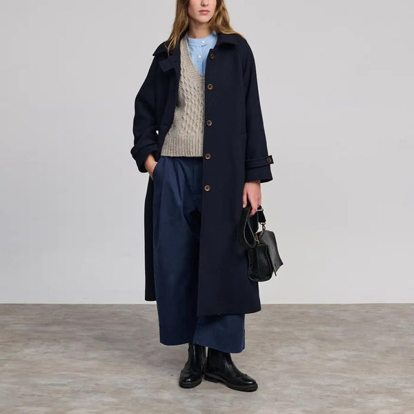 BEATRIZ FUREST Oak Wool Coat in Navy