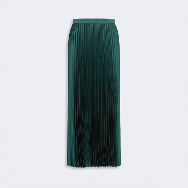 WEEKEND MAX MARA WKDNicchia Long Pleated Satin Skirt in Dark Green