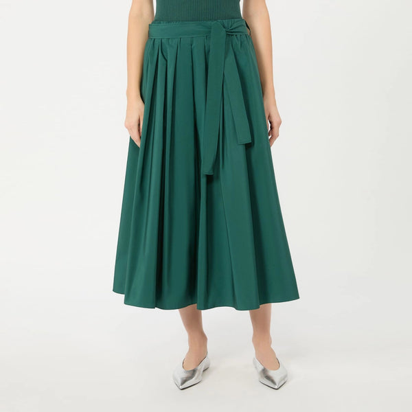 S MAX MARA SMMRomina Taffeta Pleated Skirt in Green