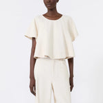 WEEKEND MAX MARA WKDForte Cropped Cotton Blouse in Ecru