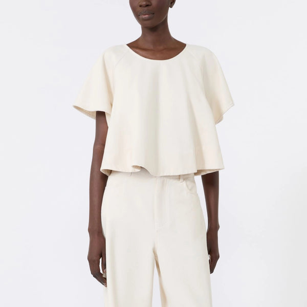 WEEKEND MAX MARA WKDForte Cropped Cotton Blouse in Ecru