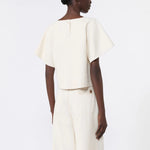 WEEKEND MAX MARA WKDForte Cropped Cotton Blouse in Ecru