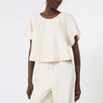 WEEKEND MAX MARA WKDForte Cropped Cotton Blouse in Ecru