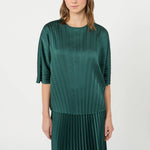 WEEKEND MAX MARA WKDAureo Loose Pleated Satin Blouse in Dark Green
