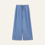 ORFEO Sabrina Pull On Wide Leg Trousers in Blue